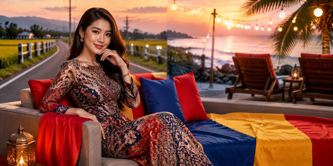 Suasana hiburan kasino malam bertema batik di Malaysia